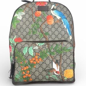 Gucci Tian Print Backpack GG Supreme Canvas